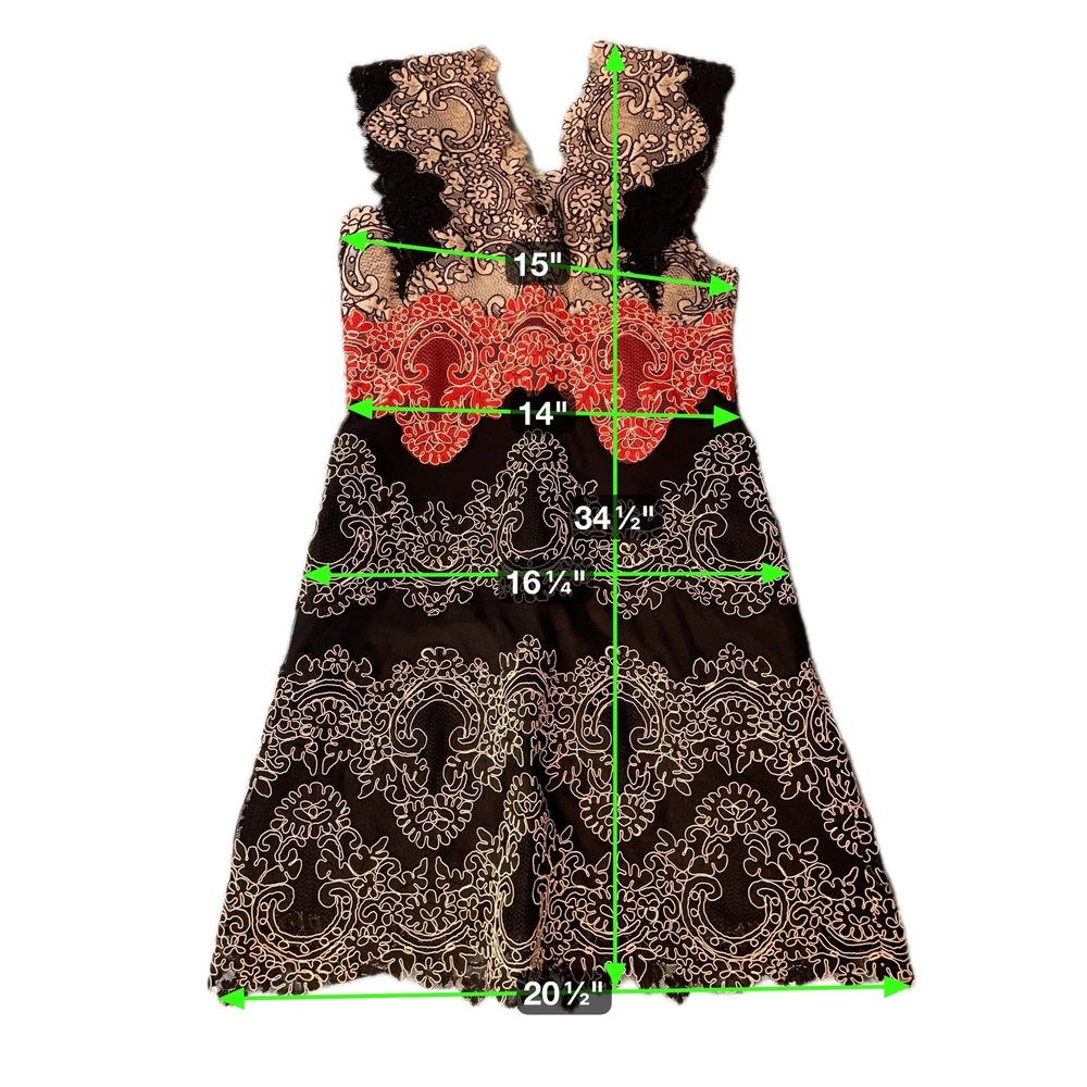 Sandro Paris Lace Overlay V Neck Dress Red Black Women's Size Small - Picture 3 of 6